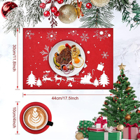 Sets de table en feutre lavables 12 pièces sous-verre de Noël