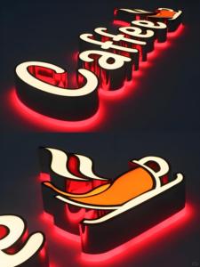 3D <span class=keywords><strong>LED</strong></span> canale in metallo lettere Logo segno di colore personalizzato illuminato argento spazzolato doppia faccia lettere luminose segno della caffetteria - Product Image 5