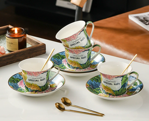 European Ceramic Exquisite Coffee <b>Cup</b> and Plate Set Luxury Chinese Ceramic Coffee <b>Cup</b> and Dish with Bird Whispering and Flower - Product Image 6
