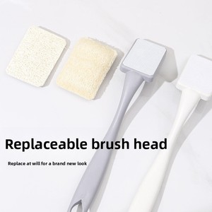 Cross-border Oil-free <b>Long</b>-<b>handled</b> Plastic Handle Loofah Pot Brush Non-scratching Cookware Replaceable Brush Head Made Natural - Product Image 2