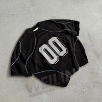 T-shirt de football surdimensionné pour hommes, maillot de football en maille américain rétro, t-shirts à imprimé streetwear respirant unique