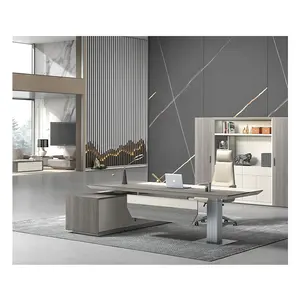 Moderno mdf a forma di l boss CEO manager scrivania mobili per ufficio direzionale tavolo elevatore di lusso scrivania in piedi tavoli elevabili