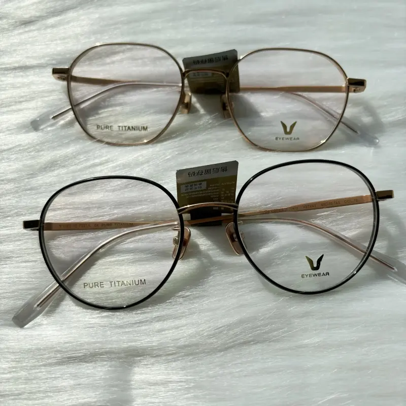 Новейший дизайн унисекс ретро круглые чистые титановые оптические очки для чтения оправа
