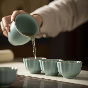 Tianqing Ru Kiln Master Cup Single <b>Teacup</b> Ceramic Ice Crack Pattern Kung Fu Tea Bowl Traditional Chinese Style - Product Image 4