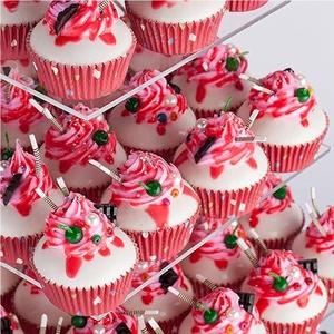 Présentoir à cupcakes carré moderne en acrylique à 4 niveaux, pliable et portable, transparent, pour mariages, anniversaires, magasins, bar à bonbons - Product Image 3