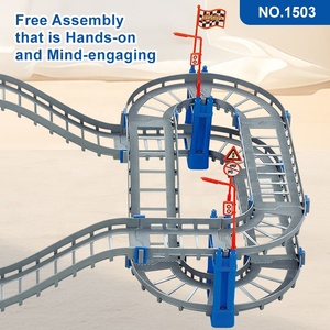 Juguete educativo personalizado para niños, coche de patinaje de velocidad eléctrico, 82 Uds., juguete de <span class=keywords><strong>pista</strong></span> de coche de autoensamblaje - Product Image 6