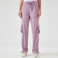 Vente en gros de pantalons de survêtement de studio de danse sportive Pantalon de survêtement léger avec cordon de serrage Tissu en nylon de fitness avec poche froissée sur le côté