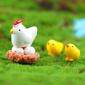 Mini Figura de Gallina y Huevos de Resina, Miniaturas de Decoración de Paisajes, Amuleto de Animales, Adornos de Escritorio, Accesorios de Bricolaje - Product Image 1