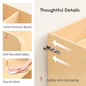 Étagère à livres en bois Montessori, tour de rangement pour jouets, armoire avec bacs pour bébé, tout-petit, enfants, chambre à coucher, organisateur de peluches, zoo - Product Image 5