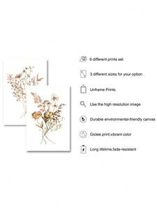 6 pièces ensemble fleurs sauvages <span class=keywords><strong>botanique</strong></span> Floral <span class=keywords><strong>Art</strong></span> peinture aquarelle plante Nature fleur affiche impression sur toile nordique minimaliste mur <span class=keywords><strong>art</strong></span> - Product Image 5