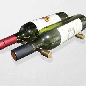 S215 rack de vinho para duas garrafas, rack de liga de alumínio, suporte de parede para vinho