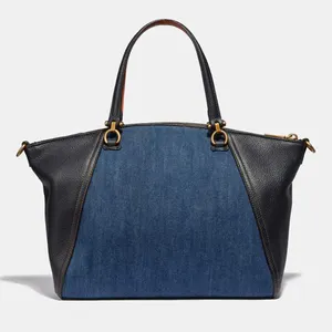 กระเป๋าถือหนังสำหรับผู้หญิง,ออกแบบเองได้กระเป๋าผ้าเดนิมสีน้ำเงินกระเป๋าโท้ทสำหรับนักช้อป