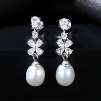 Daidan conjuntos de joyería de plata esterlina perlas naturales Cz collar perla elegante conjunto de joyería para mujer
