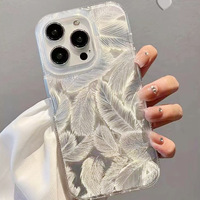 Hard PC Shining Laser Feather Pattern Handy hülle für iPhone 16 Handgelenk riemen Feather Grain Handy hülle für iPhone 16 Pro max
