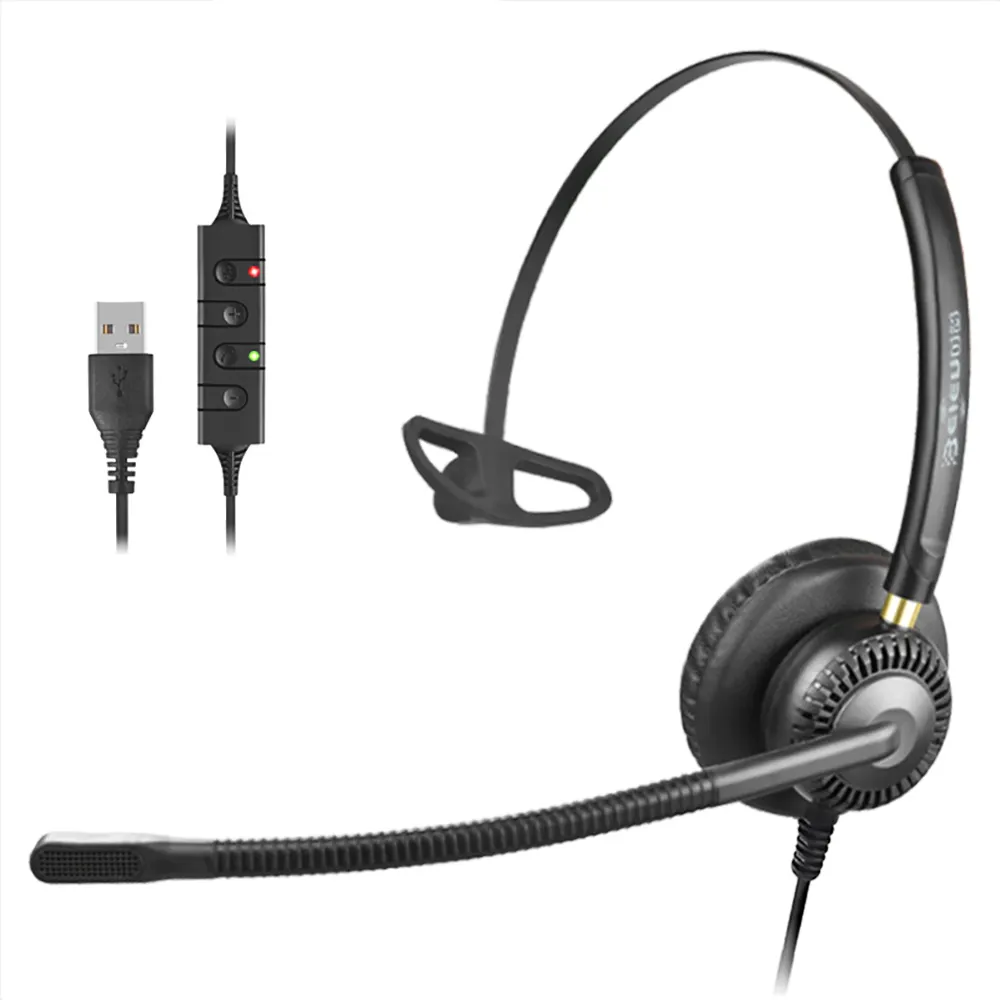 New Arrival On Ear Wired Monaural Call Center Headphones USB Office Headset With Microphone Noise Cancellation For Customer Care