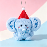 Porte-clés broche pendentif en peluche éléphant super mignon de dessin animé pour sac