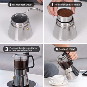 Emode Vente en gros Écologique 4/6 Tasses Verre à haute teneur en borosilicate Santé Moka Pot Café Outils à la maison - Product Image 4