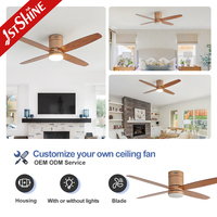 Ventilateur de plafond lumineux 1stshine pour chambre à coucher, 4 pales en MDF, intelligent, moderne, DC LED, 52 pouces, avec lampe