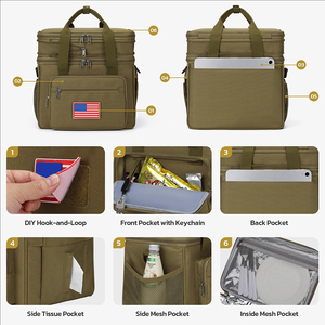 Wholesale Custom Logo Expandable Double Deck Cooler Bag 16h Thermal Retention Lightweight Insulated Lunch Box Upright Structure - Product Image 3