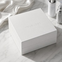 Boîte cadeau rigide blanche personnalisée de luxe, finition mate, texture lisse, couvercle et base pour emballage de produits de soin de la peau, MOQ 1