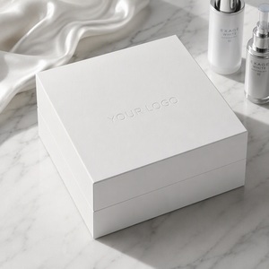 Boîte <span class=keywords><strong>cadeau</strong></span> rigide blanche personnalisée de luxe, finition mate, texture lisse, couvercle et base pour emballage de produits de soin de la peau, MOQ 1 - Product Image 1
