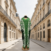 Robe longue africaine pour femme, manches courtes, col cranté, imprimé tie-dye, polyester, ODM, vêtements formels modernes pour adultes, style Kanga