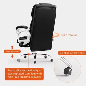 <span class=keywords><strong>Chaise</strong></span> de bureau exécutive ergonomique de luxe contemporaine, fonction <span class=keywords><strong>rotative</strong></span>, dossier haut, cuir synthétique, massage, base en acier inoxydable - Product Image 5