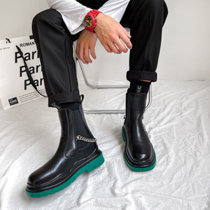 Botas <span class=keywords><strong>Chelsea</strong></span> de Otoño para Hombre, Blancas, a Media Pantorrilla, con Suela de Goma Gruesa, con Elevación Interna, Estilo Dr., de Cuero de Microfibra, para Hombres Jóvenes - Product Image 3