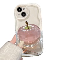 Coque de téléphone portable en silicone TPU avec motif de pomme de style cristal, bord ondulé, pour iPhone 8 X Xr Xs Max 11 12 13 14 15 16 17