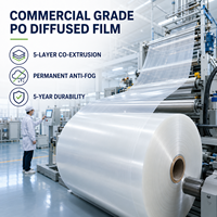 Film de serre PO 5 couches, lumière diffusée, transmission de lumière 88%, couverture anti-goutte pour fleurs, HDPE, plastique tissé, pour l'Europe
