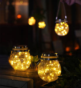 2023 il più nuovo barattolo di vetro appeso coperchio in plastica a luce solare con batteria bellissime crepe sulla <span class=keywords><strong>bottiglia</strong></span> per esterno - Product Image 5