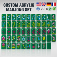 Jeu de Mahjong américain en acrylique, 160 pièces, logo personnalisé, haute qualité, 32/36 mm, supports antidérapants inclus, emballage en boîte cadeau, vente en gros