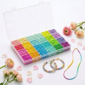 Kit de 24 Colores de Cuentas de Vidrio de 4 mm, Cuentas de Colores Variados para Hacer Pulseras, Collares, Joyería, Manualidades - Product Image 4