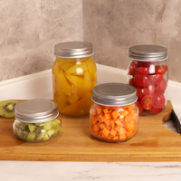 Pot Mason de Qualité Supérieure pour Conserves 8oz 16oz, Pot en Verre pour Conserver les Aliments avec Couvercle Métallique