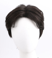 Perruques pour hommes à bas prix en gros, échantillon de cheveux noirs naturels, perruque courte pour hommes, perruques permanentes pour hommes