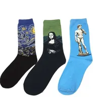 Coloré rétro peinture à l'huile femmes mondialement célèbre Art Van Gogh série murale chaussettes printemps automne drôle femme coton chaussettes