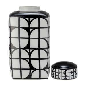 Ceramic <b>Vase</b> With Lid <b>Square</b> Decorative Jar For Home Living Room Bedroom Office Dining Decor - Product Image 3