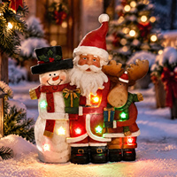 Ensemble de figurines lumineuses de Noël (Père Noël, Bonhomme de neige et rennes) avec lumières LED multicolores, décoration de table pour les fêtes