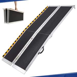 Rampes de seuil antidérapantes portables et pliables pour marches, légères avec poignée pour escaliers domestiques, portes et trottoirs, capacité 600 lbs - Product Image 1