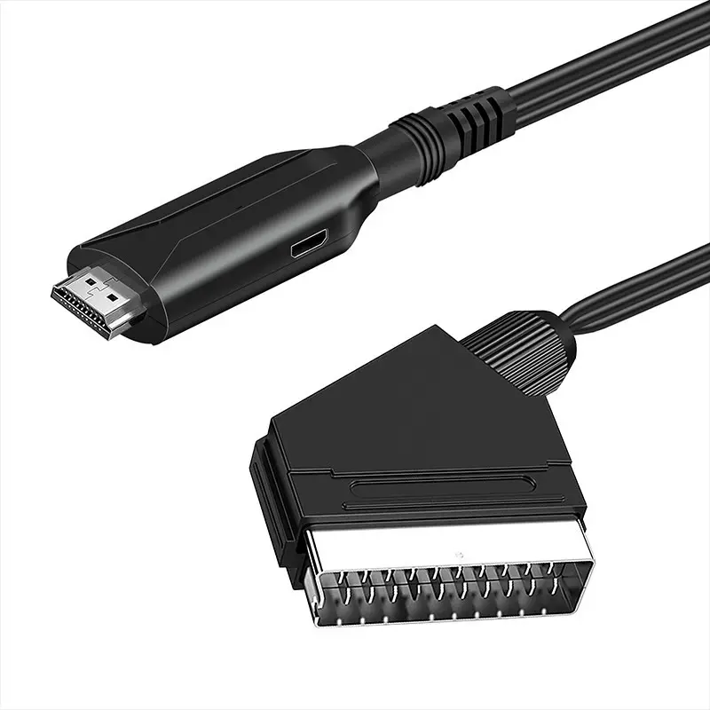 New Arrival Broom Head to HDMI Converter with Powered SCART to HDMI HD Cable Adapter Converter Box Black Gold PVC OPP Bag Stock