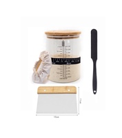 Kit de démarrage de levain sur mesure en verre de 50 oz à large ouverture avec couvercles en bambou et aluminium pour la cuisson du pain