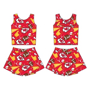 Kerui Oem Boutique Baby Nylon / Cotton Girls 2-Piece Breathable <strong>Elastic</strong> Waist Vest <strong>Skirt</strong> with Shorts Yoga Fitness Tennis Set - Product Image 1