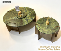 Table basse ronde en quartzite de luxe vert Victoria FANCY STONE, meuble de salon en pierre naturelle pour villa, intérieur haut de gamme