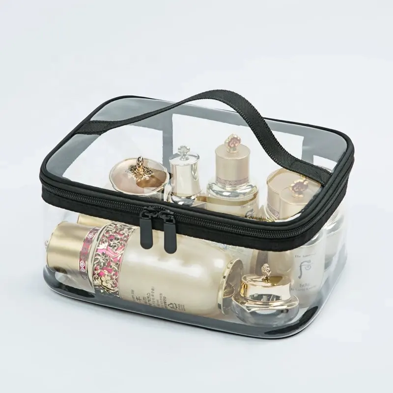 Yootop — sac cosmétique en PVC Transparent, ouvert noir, fermeture éclair, pochette de voyage transparente pour maquillage