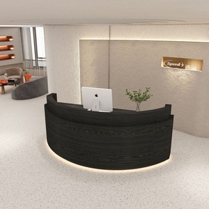 Mesa de Recepción de <span class=keywords><strong>Oficina</strong></span> Moderna de Alta Calidad, Curva, de Madera Negra, en Forma de Arco, en Venta - Product Image 1