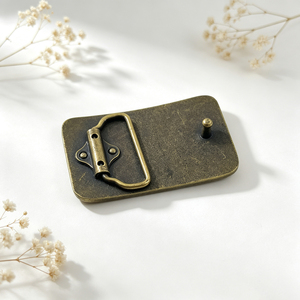 Boucle de ceinture ronde en bronze antique, en alliage de zinc, à plateau vide, personnalisable avec logo gravé, pour ceintures en cuir pour hommes, vente en gros - Product Image 6
