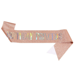 Rubans en plastique carrés pour fêtes d'anniversaire et Pâques, personnalisables avec logo, rose, blanc, pailletés, écharpes souples pour filles, sublimation, femmes, joyeux - Product Image 4