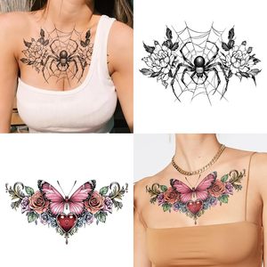 Tatouages temporaires pour adultes, bras, poitrine, épaule, roses, fleurs, autocollants de tatouage temporaires, petits tatouages noirs pour femmes, hommes, enfants - Product Image 4