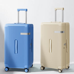 Maleta de Viaje con Ruedas, Resistente a Impactos, de 24 Pulgadas, con Portavasos, Colores Macaron, Diseño de Rayas, Unisex - Product Image 2