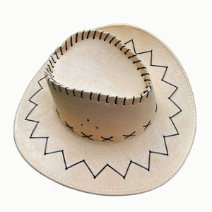 Chapeau <span class=keywords><strong>de</strong></span> <span class=keywords><strong>cowboy</strong></span> rétro occidental unisexe ajustable en gros pour adulte, chapeau <span class=keywords><strong>de</strong></span> soleil personnalisé en daim à large bord, chapeau d'été pour l'extérieur et la randonnée - Product Image 5